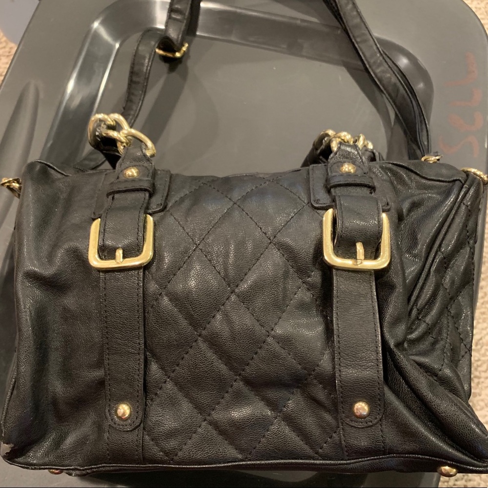 Black Handbag with Gold Accents